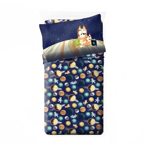 Image of Jay Franco Kids Comforter Set Includes Sheets and Pillow Covers - Soft and Cozy Bed Set for Stylish Room Decor, Blue - Bluey & Bingo, 4 Piece Toddler