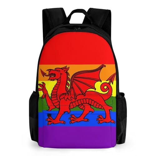 Wales Flag Rainbow Travel Backpack Casual Daypack Shoulder Bag with Adjustable Shoulder Straps for Men Women