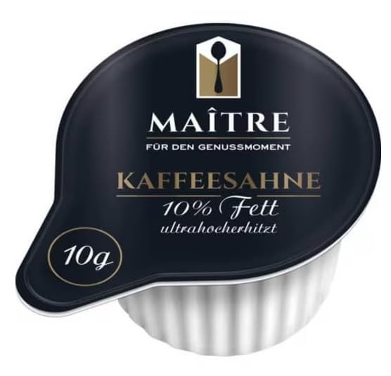 Kaffeesahne Portionen 40 x 10g kleine einzelne Portionspackungen Milch mit 10% Fett für Kaffee 40 Stück für Gastronomie Imbiss Kaffeeküche