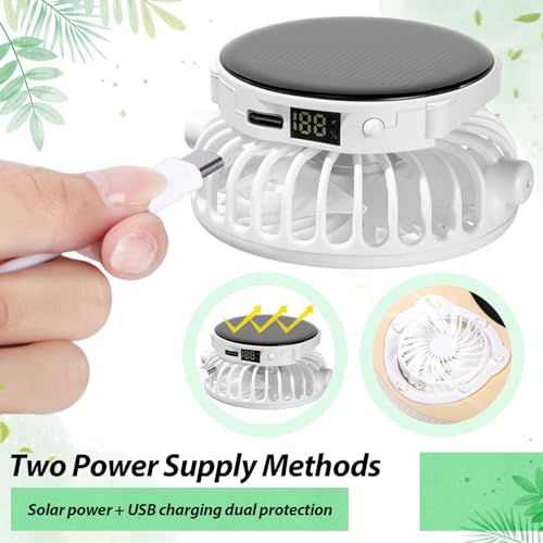 Image of Solar Fan Hat Men and Women Sun Visor Wide Brim Cooling Hat for Outdoor Summer Camping Beach Fishing, USB & Solar Powered