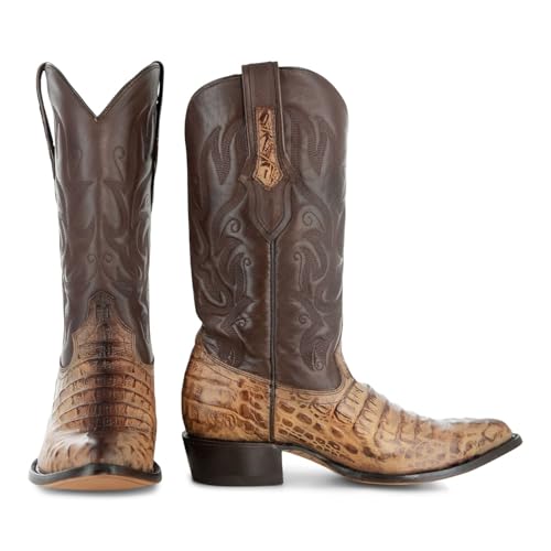 Image of Soto Boots Men's Gator Tail Print Cowboy Boots, Exotic Print Men's Cowboy Boots, Western Boots For Men H7006