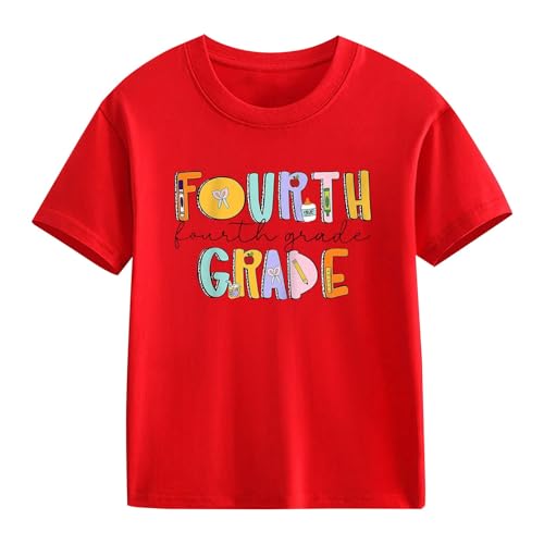 Kids Girls Back to School Tees Boys Short Sleeve Crewneck Tops Boys Graphic T-Shirts Tween First Day of School Trendy Tees2