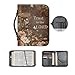 Chicprint Vintage Style Brown Floral and Cross Bible Bag with Zipper PU Leather Bible Cover Case for Women Large Durable Study Bible Case Waterproof Bible Book Protector