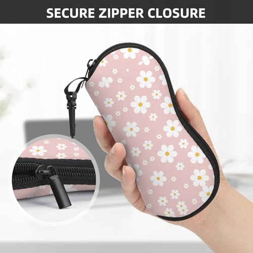 Image of Sunglasses Soft Case, Cute Ultra Light Portable Neoprene Zipper Eyeglass Glasses Case with Belt Clip for Men Women