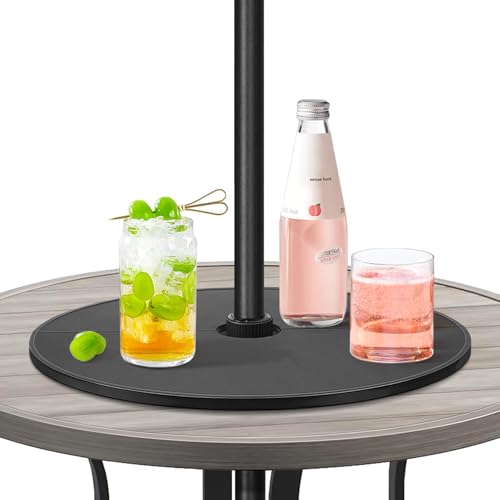 FIRJOY Lazy Susan with Umbrella Hole for Outdoor Patio Table | Patio Umbrella Table Tray – 15.7 inch