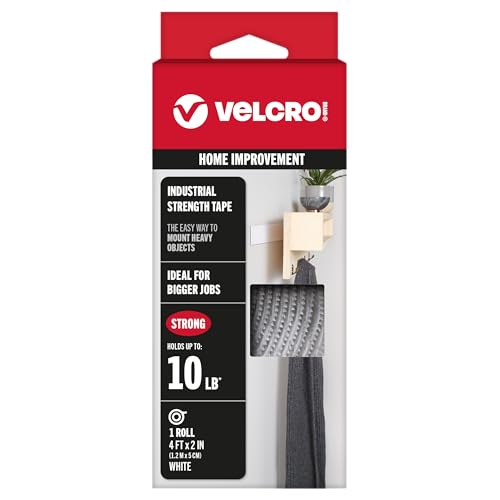 VELCRO Brand Industrial Strength Tape, White, 2in x 4ft Roll