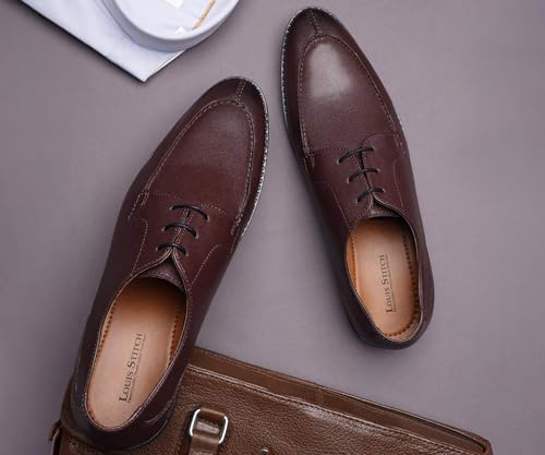 Image of LOUIS STITCH Derby Formal Shoes for Men | Lace-Up Front Cut | Ideal for Business, Casual, Parties (RGFCBU)