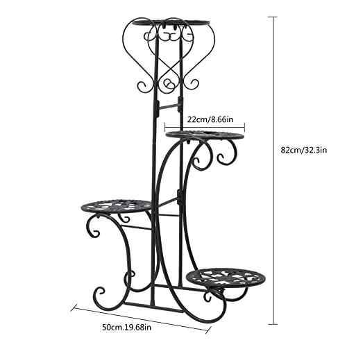 GXFCHYL Metal Plant Stand Indoor & Outdoor Wrought Iron Plant Stands Flower Pot Holder Shelf for Multi Plants, Flower Holder Racks for Patio Garden, Living Room, Corner Balcony (4 Tier)