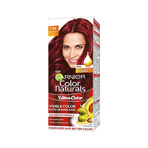 Garnier Color Naturals Creme Riche Hair , 765 Raspberry Red, 55ml and 50g and Garnier Color Naturals Creme Hair Color, Shade 6.60 Intense Red, 70ml + 60g