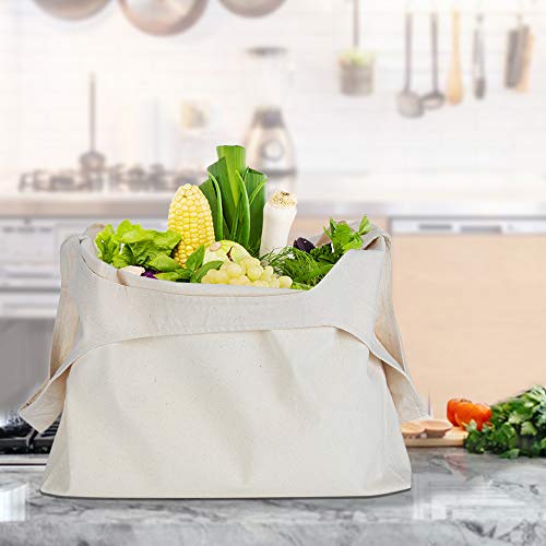 Trunab 6-Pack Reusable Grocery Shopping Tote Bags, Canvas Supermarket Bags, Craft Diy Drawing Gift Bags #TOP3