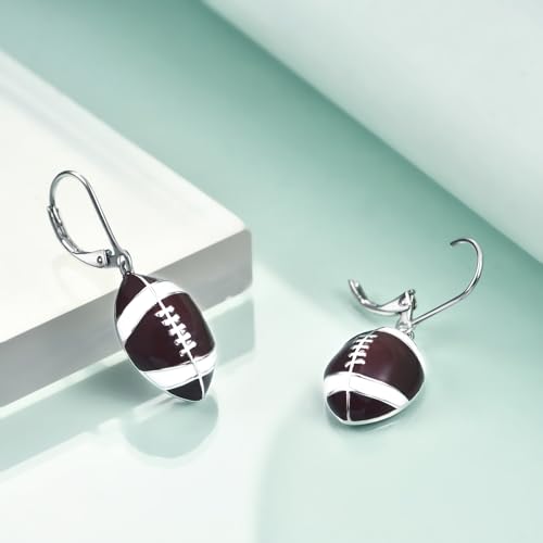 Rnivida Sports Earrings with 925 Sterling Silver Leverback,Football Earring,Basketball Earring,Soccer Earring for Women Jewelry Gifts3