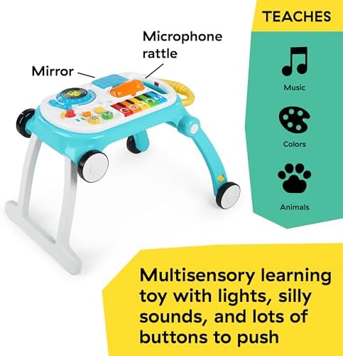 Baby Einstein Yürüteç ve Aktivite Tablosu İlk Adımlar 4'ü 1 arada Mix 'N Roll müzikli eğitici oyuncak 100+ ses rengi ve 6 aydan itibaren üzerinde binilen hayvanlar motor gelişimi - Görsel 6