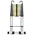 Telescoping Ladder, SocTone 20.3 FT Aluminum Lightweight Extension Ladder with Wheels and Stabilizer Bar, Heavy Duty 330lbs Max Capacity, Multi-Purpose Collapsible Ladder for RV or Outdoor Work