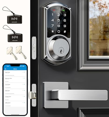 VEISE AMZ Veise VE06-L Smart Deadbolt Lock with 2 Lever Handle Set, Satin Nickel