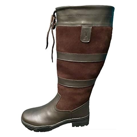KTY Brown Country Boots for Extra Wide Calf Cover