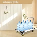 Heavy Duty Platform Truck, Foldable Flatbed Dolly Cart with 2000LBS Capacity, 36”x24” Hand Truck Trolley with 5” 360° Swivel Wheels for Warehouse, Home & Office