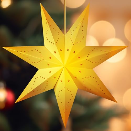 ZZXLOPEZ 45cm LED Papierstern Beleuchtet zum Aufhängen, Advents...