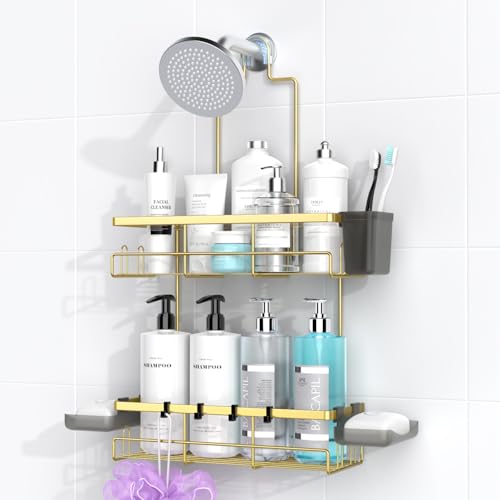 Hanging Shower Caddy Over Showerhead - Rustproof No Drill Shower Organizer