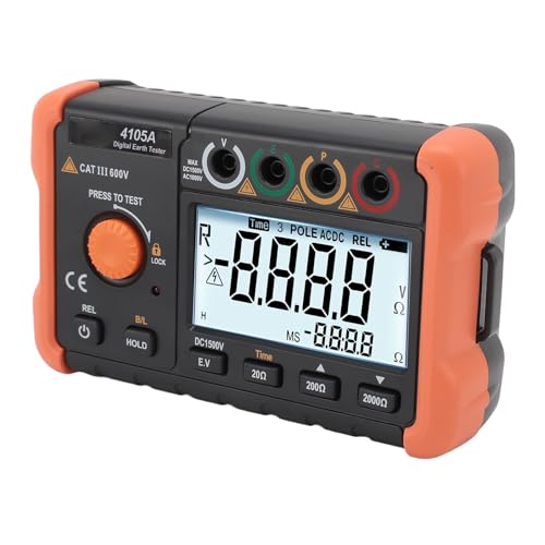 Ground Resistance Meter High Accuracy LCD Backlit Earth Resistance Tester for Nighttime or Dark Environments