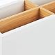 Relaxdays Schreibtisch Organizer, Bambus, 4 Fächer, für Bürobedarf & Kosmetika, Stiftehalter, HBT: 8 x 21 x 9 cm, weiß