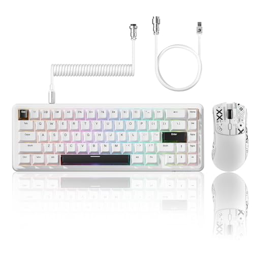 MAMBASNAKE×ATTACK SHARK X65HE+R1 Q[~OL[{[h}EXZbg 65% CsbhgK[ RGB 8K|[O[g / y59g }EX PAW3311 18000DPI 2.4G/Bluetooth 