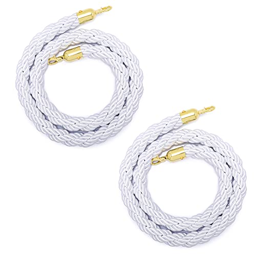 LXLZYXSF Barreira corda branca corda pendente de ponto de controlo de multidões corda entrançada de cânhamo com ganchos, corda de barreira divisor de cauda para concerto teatro