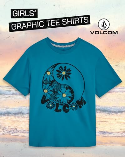 Image of Volcom Girls Shirts - Casual Crewneck Short Sleeve Graphic Tee Trendy Tops - Breathable Girls Summer Clothes