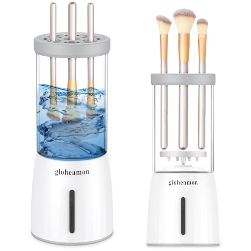 Gloheamon Electric Makeup Brush Cleaner,Quick Efficient Makeup Brush Cleaner Machine with Rechargeable Battery for Deep Cleaning All Types of Makeup Brush Sets,Automatic Cleaning and Drying
