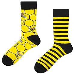 Vicloon Funny Colorful Socks for Women, Unique Mismatched Sock Designs, Bee Themed Cute Patterns Funny Socks, Gifts for Women Christmas Birthday,UK 9–12