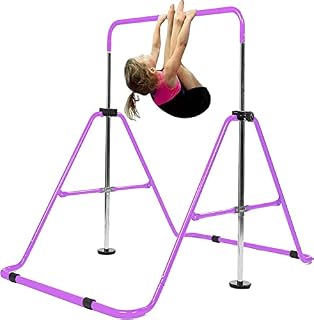 AMRTA Horizontal Bar Gymnastics Bars for Kids with Swing Garden Home Fitness Stretching Folding Value Gift Set, Gym Training Bar Equipment Adjustable Height for Girls Boys Indoor Outdoor Home