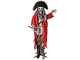 Generic 6 Ft. Standing Animated Plastic Skeleton Pirate Halloween Decoration | Talking Life-Size Pirate Prop for Haunted House, Yard, Party Decor