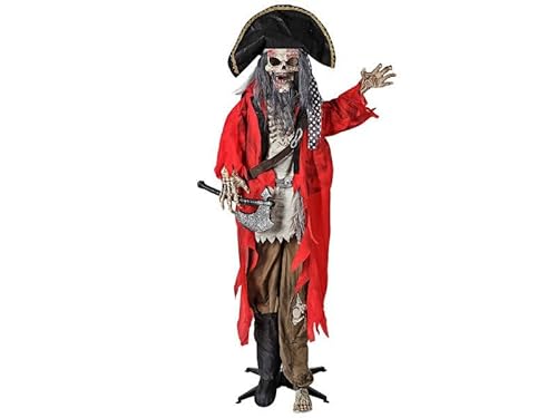 Generic 6 Ft. Standing Animated Plastic Skeleton Pirate Halloween Decoration