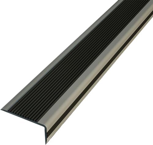 Stairs Edge Protection Stair Nosing Edge Trim Anti-Slip Stair Nosing Steps L Shape Corner Protection Profile Stair Nosing PVC Corner Profile for Exterior/Interior Stair Edges Easy to Install-Black Gr