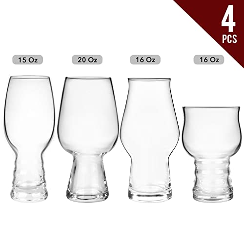 Chouggo Craft Beer Glasses Gift Set - 4 Stylish Unique Shapes - Premium Crystal Hand Blown IPA Beer Glasses, Ideal Gifts for Lager, Ale or Craft Beer Lovers - Thumbnail 7