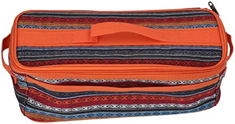 Camping Utensils Storage Bag, Detachable Double Zipper National Style Tableware Tote with Handle for Outdoor Travel Cooking