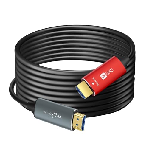 Twozoh HDMI Fiber Optic Cable 15FT, 4K Fiber HDMI Cord Supports 4K@60Hz/18Gbps by Twozoh - Used condition - US$23.99