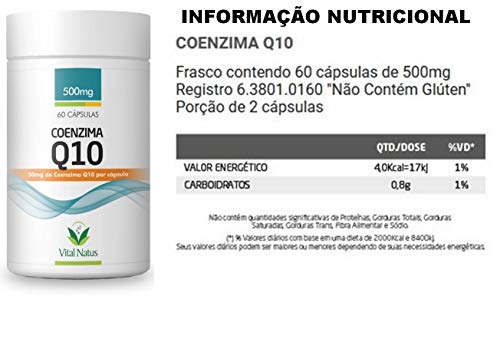 Coenzima Q10 (Ubiquinona) - 60 Cáps. - 500mg - Vital Natus