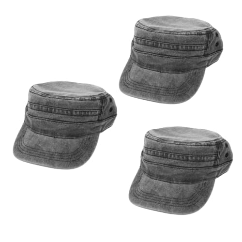Casquette plate vintage en coton noir idéale pour le baseball et la course à pied