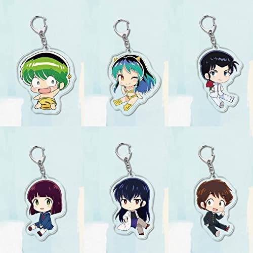 うる星やつら キーホルダー フィギュア アクリル キーチェー ラム 飾り 小物 6点セット コスプレ小物 かわいい 日常 アクセサリー グッズ アニメ 萌えグッズ かばん掛け 車 家 鍵 バッグ小物 軽量 携帯便利 お礼 贈り物 誕生日 プレゼント (C)