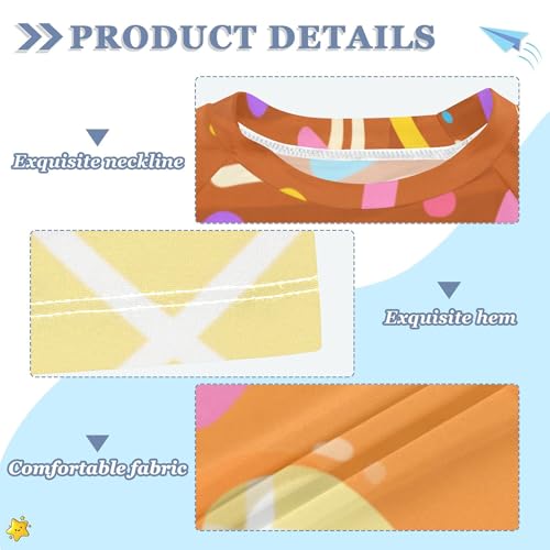 Cute Ice Cream Pattern Bathing Suit Girls Short Sleeves Athletic Shirt Swimwear Beach Tops 3T3
