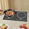 Portable Induction Cooker Cooktop Countertop Double Burner Independent Control, 1200W+1200W Low Noise Electric Cooktops 110V Induction Cooker Heater with 8 Gear Firepower for Kitchen Cooking
