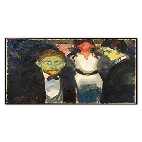 Décoration murale tableau en verre 100x50cm Jalousie Edvard Munch en verre trempé robuste
