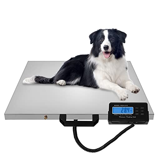 Julymoda Digital Livestock Scale 660Lbs X 0.2Lbs,21'' X 17'' Large Pet Vet Scale Stainless Steel Platform Animal Scale,Electronic Postal Scale, Shipping Scale, Industrial Floor Scale, Cat Dog Scale #TOP4