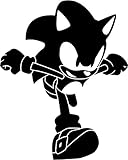 Sonic Hedgehog Running 5.5' Tall Japan Video Game Icon Logo Custom Die Cut Decal - Black Color