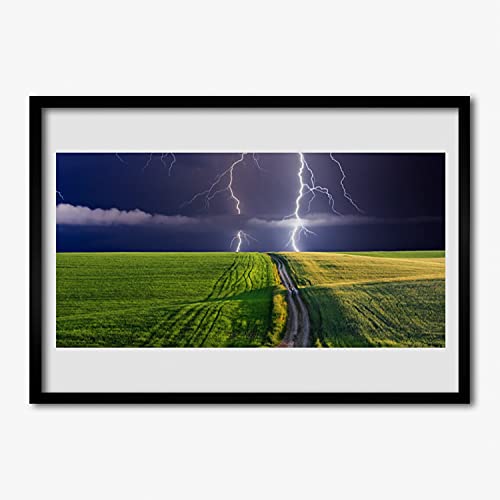 Affiche avec cadre salon chambre cuisine motif Lightning Field décoration murale moderne 70x50