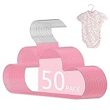 Weysat 50 Pcs Cloud Hangers Metal Baby Hangers for Nursery Cute Baby Hangers Non Slip Metal Rubber Coated Wire Hanger for Toddler Girl Room Nursery Closet Wardrobe (Pink)