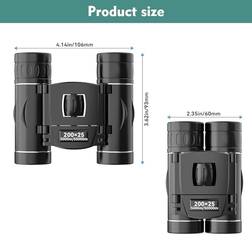 UYGTHI 200x25 Compact Binoculars for Adults, High Power Mini Binoculars for Bird Watching, Travel, Hunting, Concerts, Theater, Sightseeing, Sports - Image 5