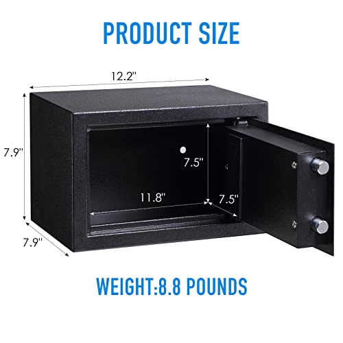Tenamic Safe Box 0.44 Cubic Feet Electronic Digital Security Box, Keypad Lock Box Cabinet Safes, Solid Alloy Steel Office Hotel Home Safe, Black #TOP1