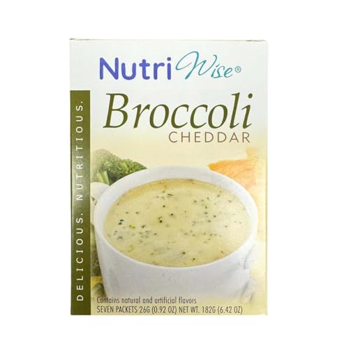 NutriWise High Protein Soup | Cream of Broccoli | 15g Protein, Low Calorie, Low Carb, Zero Fat, Zero Sugar | Gluten Free Diet for Hunger Control | Meal Replacement | 7/Box