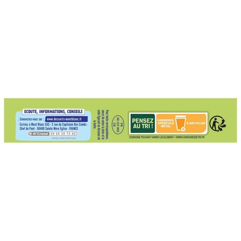 MONT BLANC - Crème Dessert À La Pistache 570G - Lot De 4